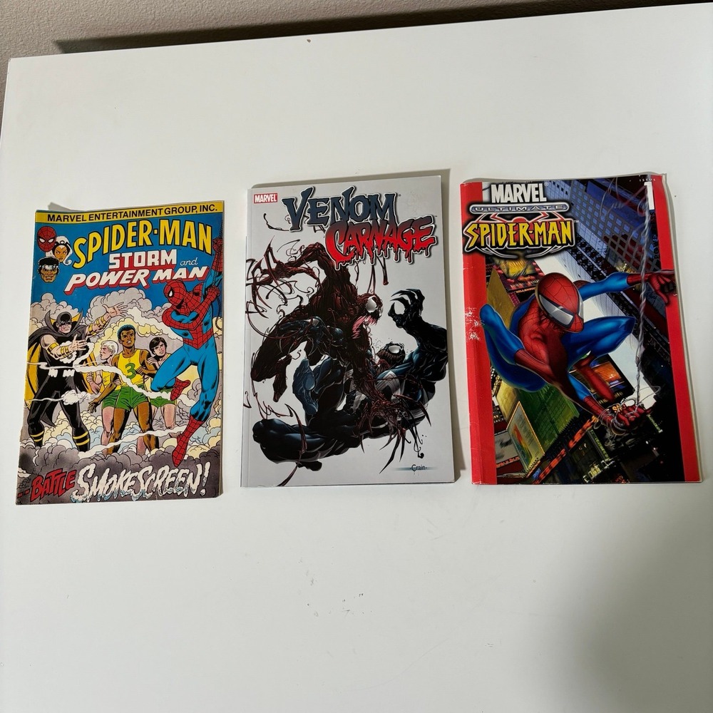 Spider-Man Book and Comic‎ Lot: Venom Carnage / Storm Power Man / Payless Promo